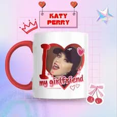 Caneca Xicara Porcelana 325ml Katy Perry KatyCats Namorada Fã Personalizada Presente Decoração Casa