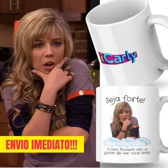 Caneca Xicara Porcelana 325ml Seja Forte Sam Puckett I Carly Personalizada Presente Decoração Casa