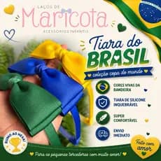 Tiara arco laço do Brasil / tiara infantil copa/ tiara verde azul amarela/ tiara inquebrável da copa