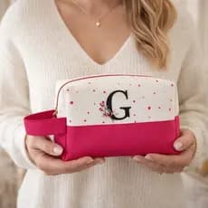 Necessaire Feminina Personalizada com Inicial Box com Alça Porta Maquiagem Bolsa Viagem