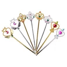 Kit 12 Varinha Magica de Princesa Fada Dourado ou Prata Festa Infantil Fantasia Cosplay 30cm Lembrancinha menina