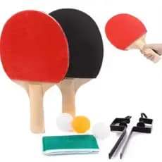 Kit Ping Pong C 2 Raquete 3 Bolinhas 1 Rede + Suporte Mesa