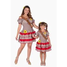 Maria Bonita - Vestido Caipira Infantil ou Adulto - Festa Junina Maria Bonita, Temática São João, Quadrilha