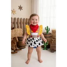 Romper Jessie Infantil - Salompete Blogueirinha Cowgirl Fazendeira - Bebes Toy Story Mesversario