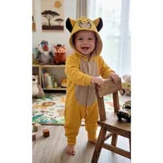 Macacão Simba Bordado com Capuz - Bebês Simba Mesversario - Frio Inverno