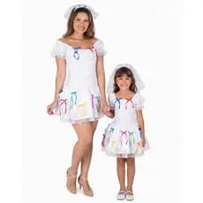 Noiva Quadrilha - Vestido Caipira Adulto ou Infantil - Festa Junina Noivinha, Temática São João, Quadrilha