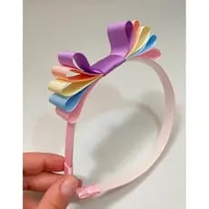 Tiara infantil arco-íris candy color – laço colorido para meninas