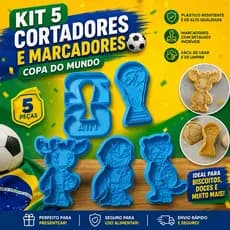 Kit Cortadores de Biscoito Copa do Mundo Futebol | Moldes para Bolacha Decorada Confeitaria