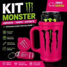 Kit Porta Energético 3 em 1 Personalizado com Nome | Tampa + Abridor de Lata + Chaveiro | Presente Criativo Exclusivo