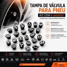 Kit 4 Tampas de Válvula para Pneu Carro Personalizadas | Impressão 3D | Resistente ao Calor | Diversas Marcas
