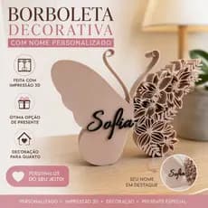 Borboleta Decorativa Personalizada com Nome | Decoração em Impressão 3D | Envio Rápido