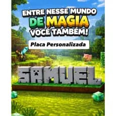 Nome Personalizado Estilo Minecraft 3D Placa Decorativa Infantil