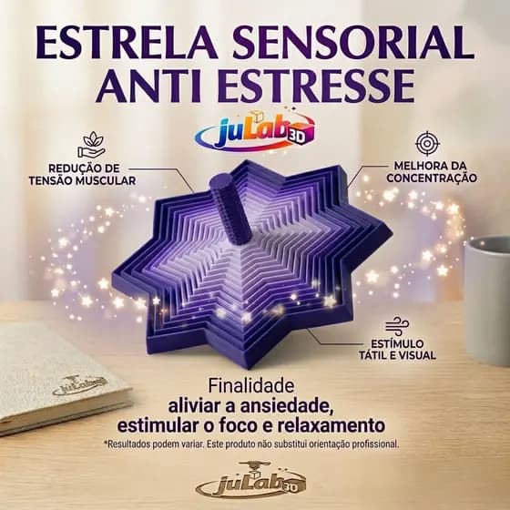 Estrela Sensorial Fidget 3D – Anti Estresse e Relaxamento