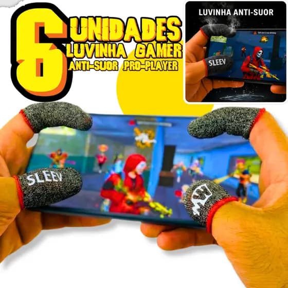 Luvinha dedo Gamer Anti-suor Luva para jogar Free Fire Gamer  + Precisão ( Opção 1 e 3 Pares)