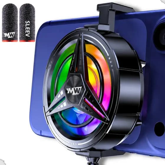 Cooler celular Gamer  LED RGB 5.500 RPM + Luvinha dedo Gamer Anti-suor