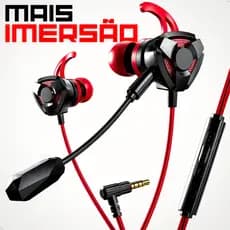 Fone de Ouvido Gamer Com Fio P3 3.5mm Microfone Removível In-Ear Free Fire  PUBG Celular Xbox Gamer