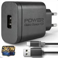 Fonte Carregador Turbo 30W QC 4.0 USB-C + Cabo Tipo C Rápido Android iPhone