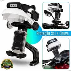 Suporte Celular Moto Retrovisor Com Proteção de Sol e Chuva Universal Motoboy Delivery Robusto