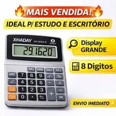 Calculadora de Mesa 8 Dígitos Visor Grande Portátil com Raiz Quadrada - Pilha Inclusa Escolar Escritório Promoção