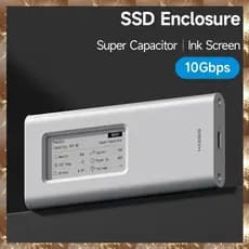 (Div M . 2 SSD Gabinete De Disco Rígido Com Tela De Tinta De 10 Gbps Caixa Externa De Alumínio Para SSDs 2230/2242/2260/
