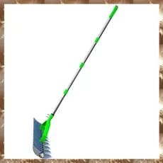 (Div Aço Metal Para Limpeza De Grama Morta Ancinho De Palha Gramado 1.7m Com Rolos Resistente Eficiente