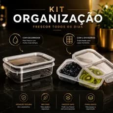Kit Potes Herméticos Porta Frios Com 2 Divisorias Travas Cesto Escorredor 500 ML Frutas Alimentos