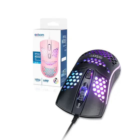 Mouse com fio USB iluminado RGB DPI ajustável MS-C32 Exbom