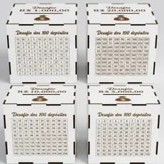 Cofre Desafio 1 Mil 5 Mil 10 Mil 20 Mil em MDF Desafio dos 100 Depósitos - Promoção !