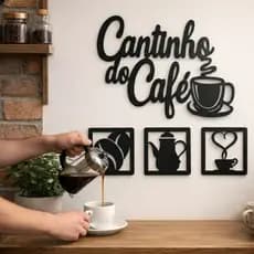 Frase Decorativa Decoração Cantinho do Café Quadro Decorativo MDF Kit 3 Quadros - Promoção!