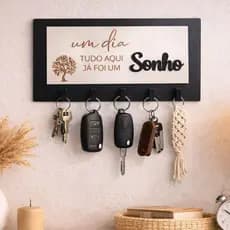 Porta Chaves MDF Quadro Decorativo Frase Motivacional Parede Casa Organização Decoração Promoção!