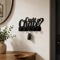 Porta Chaves Com Frase Decorativa ''Cadê a Chave?" em MDF Casa Quadro Decoração - Promoção !