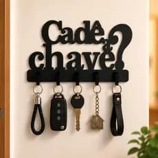 Porta Chave em MDF Com Frase Decorativa ''Cadê a Chave?" Alta Casa Decoração - Promoção !