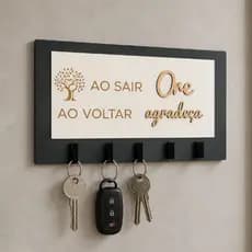 Porta Chaves Com Frase Decorativa em MDF  ''Ao Sair Ore Ao Voltar Agradeça" Quadro - Promoção !