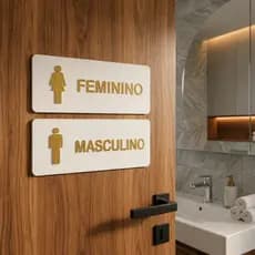 KIT 2 Placas Banheiro em MDF Acrílico Masculino e Feminino - Promoção !
