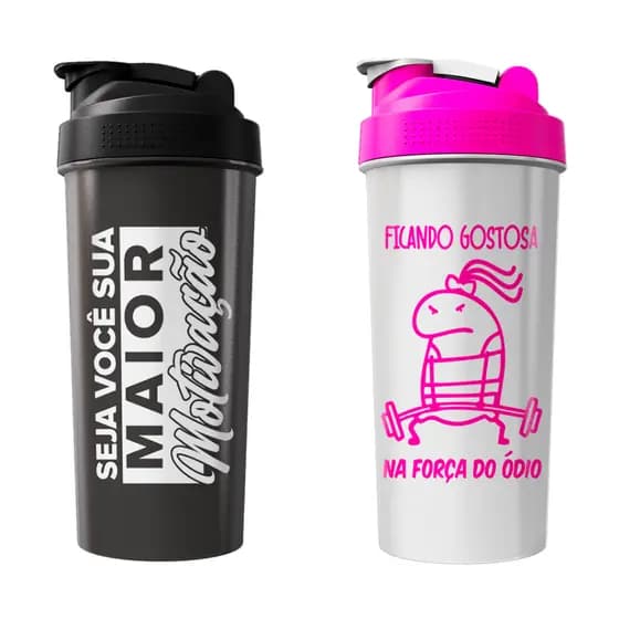 Kit 02 Coqueteleira Shaker Academia Garrafa 600ml