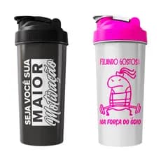 Kit 02 Coqueteleira Shaker Academia Garrafa 600ml