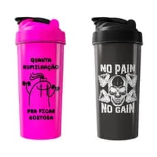 Kit 02 Coqueteleira Shaker Academia Treino Casal Maromba 600ml
