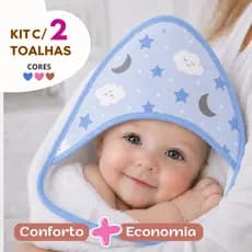 Kit com 2 Toalhas de Banho Bebê com Capuz, Macia e Absorvente, Menino, Menina e Neutra
