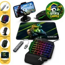 Kit Mobilador Gamer Completo Teclado One Hand Uma Mão Mouse Mousepad Suporte Para Celular