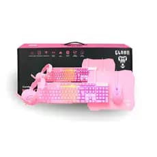 Kit Gamer completo Teclado Mouse e Headset Rosa Pink