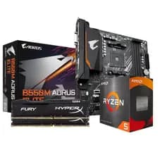 Kit Upgrade AMD 5 5600GT  Placa Mãe B550M Aorus Elite  Memória RAM 16GB DDR4