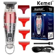 Kemei 0mm Homens Acabamento Profissional Máquina De Corte Do Cabelo Cortador De Sem Fio Transparente Display LED Mais Leve NG-204
