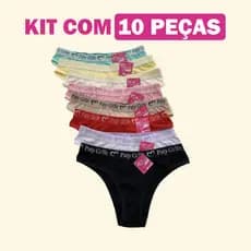 Kit 10 Calcinhas Algodão Premium - Cós Confortável | Paty Grife