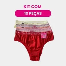 Kit 10 Calcinha Microfibra Cintura Alta Com Elástico Personalizado Atacado Revenda
