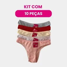 Kit 10 Calcinhas De Algodão Premium Conforto Tanga Cotton Atacado