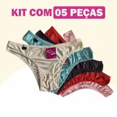 Kit 5 Calcinhas Microfibra - Cintura Baixa Paty Grife Confortável Atacado Revenda