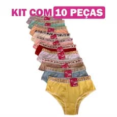 Kit Com 10 Calcinhas Modelo Tanga Juvenil Algodão Atacado