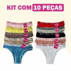 Kit 10 Calcinhas Algodão Premium - Cós Confortável | Paty Grife