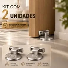 Kit 2 Prendedor Trava Fixador de Porta Magnético Slim Inox Cromado Adesivo