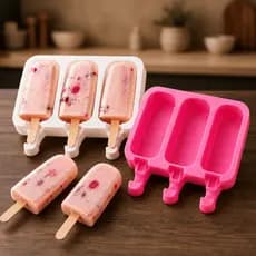 Forma de Picolé de Silicone Com Tampa + Palitos Molde Para Sorvete Caseiro